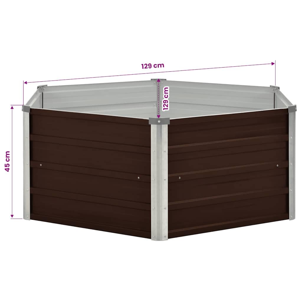 Mesa de Cultivo de Acero galvanizado marrón 129x129x45 cm Arriate Jardinera,Resistente y Duradera, para Vegetales, Hierbas y Jardín