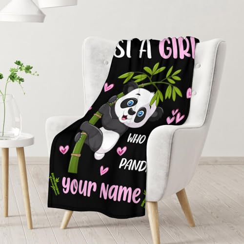 Mercuryelf Custom Panda Throw Blanket - Soft, Fuzzy & Warm - 30x40 Inches Small Blankets for Lap, Crib - Black Cute Throws Gift for Baby