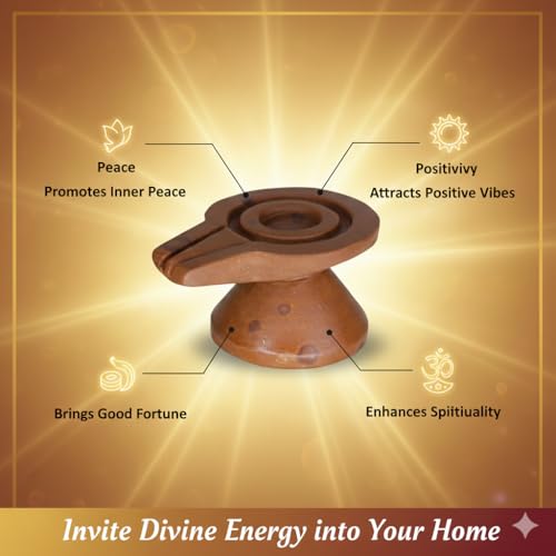 Image of Neelkanth Shivling Stone - Original Narmada Stone Jaladhari, Yoni Base, Lingam Holder, Panapitham Shivling Base Pitha Stand For Home Puja (Red, 3 Inch Damru)