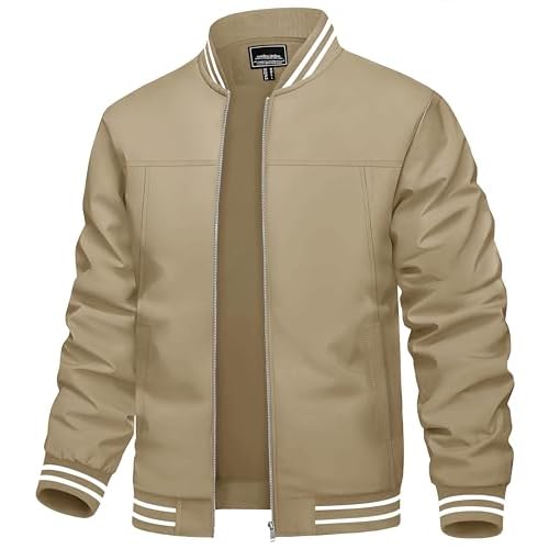 TACVASEN Men's Lightweight Jacket Casual Spring Fall Windbreaker Bomber Zip Up Coat With Pocket