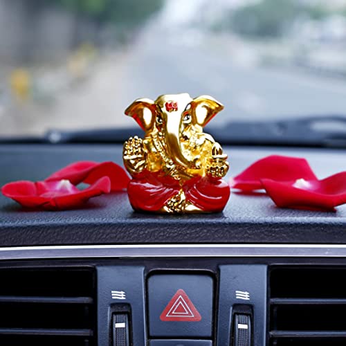 Image of Neodrift Ganesh Idol for Car Dashboard (Real 24kt & 999 Silver Plated, Dual-Tone Gold & Silver) (Model ND06) - Enhance Your Drive