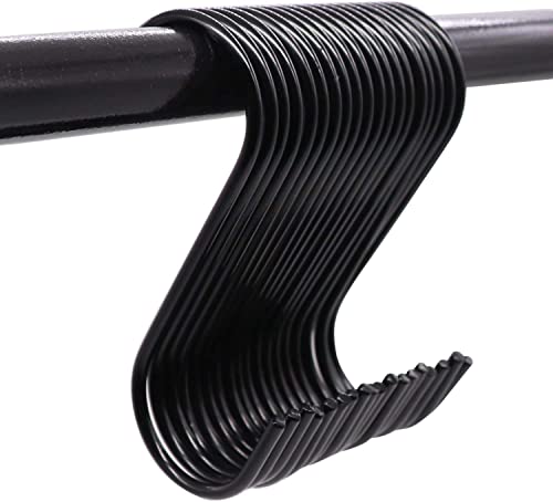 Image of Heavy Duty Metal S-Shaped Hanging Hangers Hooks for Kitchen, Bathroom,Bedroom, Office, Pan, Pot, Coat, Bag, Plants (Black, 3.75 inch /4mm) - (Pack of 15)