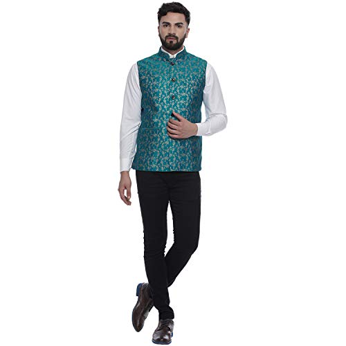 Image of Veera Paridhaan Men's Poly Cotton Jute Nehru Jacket