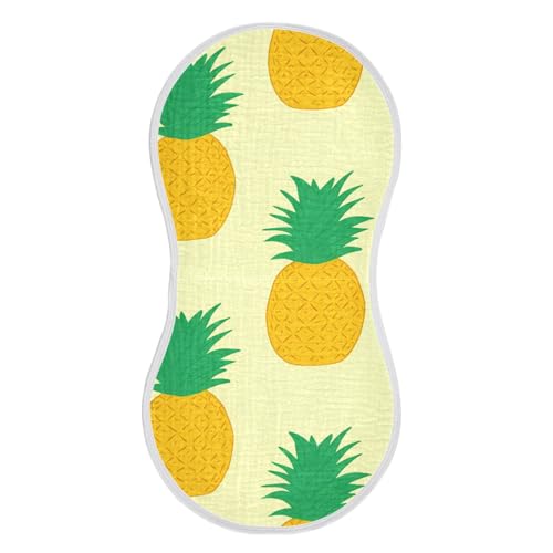 4 Pack Baby Burp Cloths, Soft Absorbent Burping Cloths for Babies, Cotton Milk Spit Up Rags, Large Size for Newborns, Baby Boys and Girls (Yellow Pineapples)