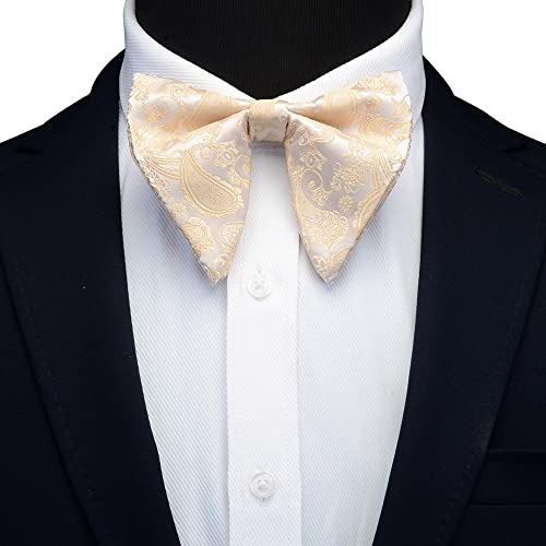 Set de corbata de moño de seda para hombre con pañuelo y gemelos miniatura 2