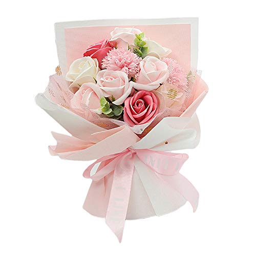 perfk Regalo de Decoración de Flores de Ramo de Jabón de Clavel para El Día de La Madre de San Valentín - Rosa B, Individual