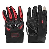 FIXOSHEE Stoßfeste Outdoor Fahrradhandschuhe Herren Vollfinger Touchscreen Handschuhe mit Rutschfestem Griffbereich Atmungsaktiv Rotm Schutzhandschuhe für Motorrad Radfahren und Outdoor