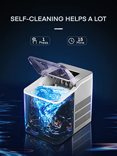 Ice Makers Machine Countertop 2 Sizes, 28Lbs In 24Hrs, 9 Cubes Ready In 6 Mins, Self-Cleaning Ice Machine With Led Display, Ice Scoop And Basket, Fohere For Home Kitchen Office Bar Party #TOP2