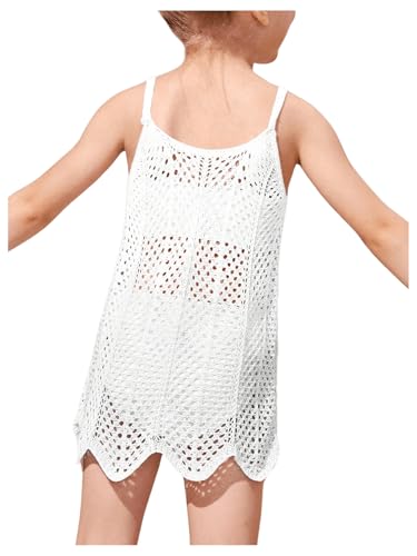 COZYEASE Toddler Girls Beach Cover Up Color Block Crochet Coverups Cute Swimsuit Cover Up Beach Dress2