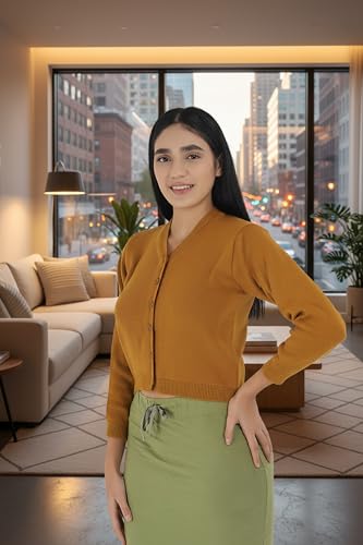 Image of Women Winter Wear V-Neck Full Sleeves Regular Fit Woollen Blouse