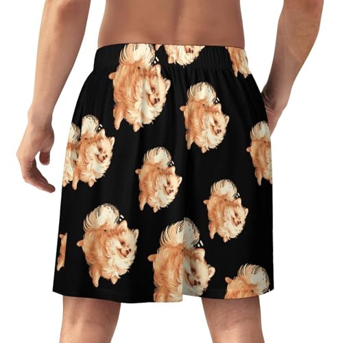 Pomeranian Erman Spitz Dog Men's Pajama Shorts Drawstring Pajama Pants Loungewear Pj Bottoms with Pockets3