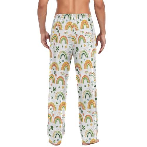 Mens Pajama Pants St Patrick's Day Shamrock Rainbows Soft Lounge Sleep Pj Bottoms with Drawstring Pockets3