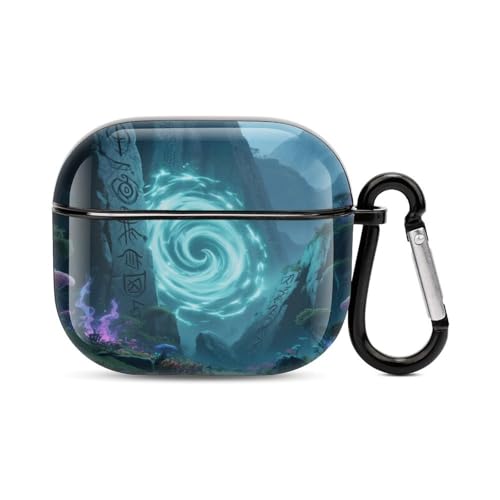 Vortex Valley - Custodia per cuffie Bluetooth con stampa antiurto in policarbonato copertura completa compatibile con ricarica wireless e AirPods 3a generazione con fibbia di sicurezza