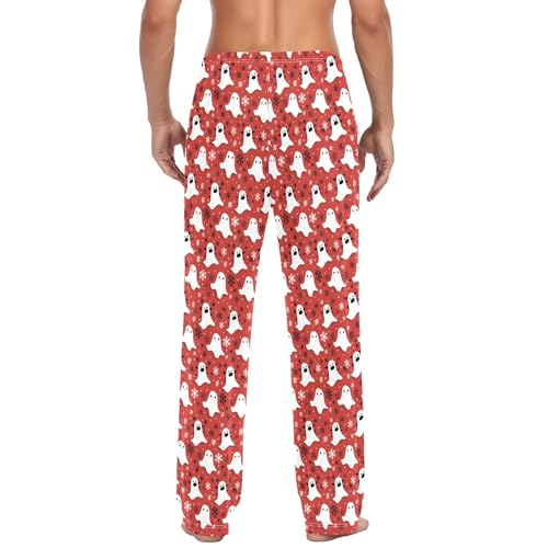 Mens Cotton Pajama Pants Sleep Lounge Pj Bottoms Sleepwear with Pockets Drawstring S Ghost3