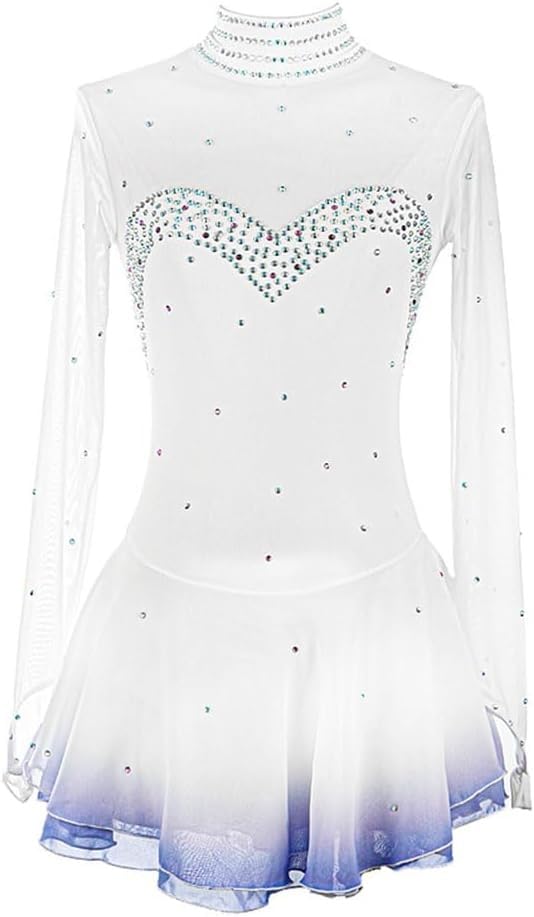 Robe de patinage artistique blanche fille élastique anti irritation
