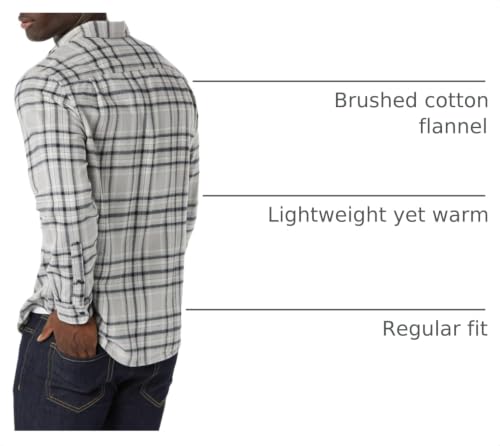 Image of Amazon Essentials Men's Regular Fit Long-Sleeve Flannel Shirt, Soft Brushed Cotton, Lightweight yet Warm