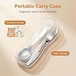 VANRA 3 Pièces Couteau de Fourche pour Enfants avec étui de voyage pour la boîte à déjeuner, 18/8 en acier inoxydable Couteaux d'argenterie Flatware Set pour enfants Utensile pour l'école (Couteau à Fourche)