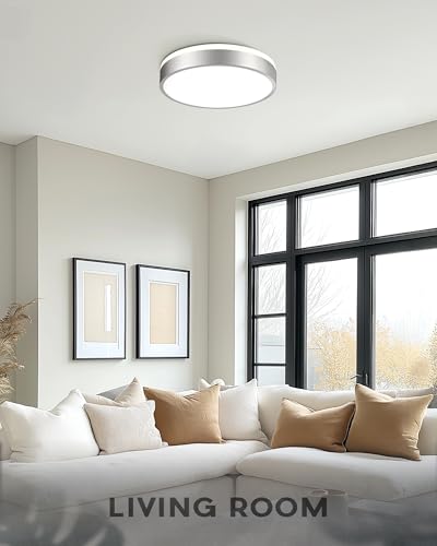 Image of Ken & Ricky 12 inch Modern Flush Mount Ceiling Light,Brush Nickel,1 Pack