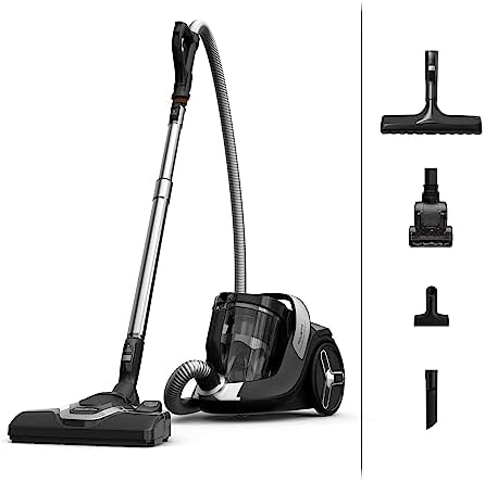 Rowenta Green Force Cyclonic Effitech Animal, Bodenstaubsauger ohne Beutel, 500 W, 2,5 Liter XXL Fassungsvermögen, besonders geräuscharm mit 66 Dezibel, Schwarz-Aluminium, RO7C66