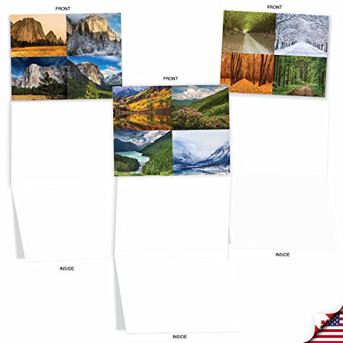 Image of The Best Card Company - 10 Beautiful Note Cards Blank (4 x 5.12 Inch) - Fall and Autumn Season, Boxed Notecard Assortment - Four Seasons M6489OCB