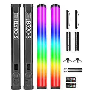PHOTOOLEX RGB Light Wand with Upgraded Remote Control (2 Pack 2500K-9900K CRI95+ Full-Color RGB Tube Light 5200mAh Rechargeable Battery. Portable Photography Lighting Support Magnetic Attraction.