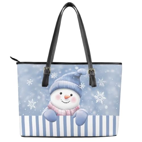 Image of Coldinair Christmas Leather Tote Bag for Women with Zipper Large Shoulder Tote Bag Shopping Casual Travel Bag Handbag Purse