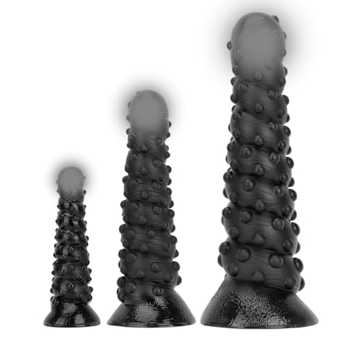 Tsukitoy アナル ディルド 吸盤付きアナルプラグイボイボ付き極太ディルド 直径5cm以上 男性 女性用アナルビーズ PVC製 あなるプラグ 拡張 調教 SMプレイ 男女兼用dildo アナルグッズ 防水-3点セット - 画像1