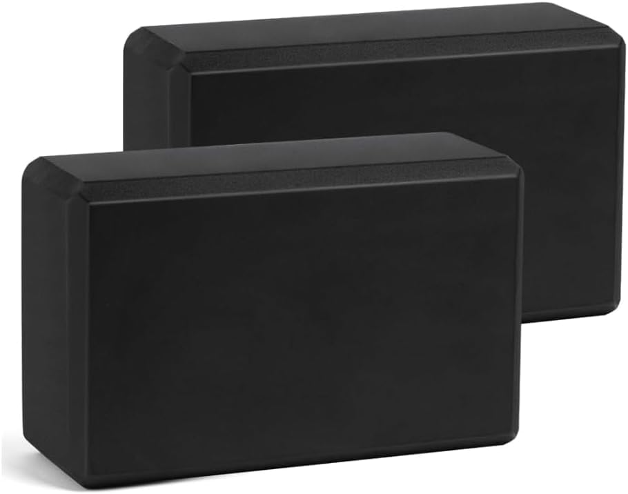 2 Pack Yoga Blocks Non-Slip Foam Bricks for Pilates Fitness & Yoga Practice High Density Lightweight Gym Blocks for Stretching Balance (black)