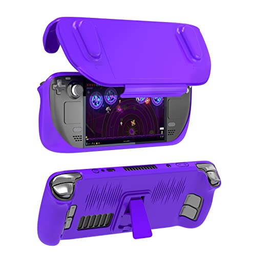 For Steam deck �p�ی� �P�[�X �X�`�[���f�b�L �ی�J�o�[ Steam Deck�p�㉺�S�ʕی� �P�[�X �l�ԍH�w�݌v �\�t�gTPU�ی�J�o�[ ���E�ȒP �ϏՌ� �����^ �C�菝�h�~ �����h�~ �L�Y�h�~ �X�^���h�t�� �X�^���h�ی�P�[�X1pcs+