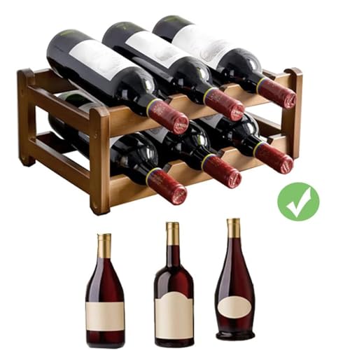 Soporte para 6 botellas de vino de bambú, 2 niveles miniatura 1