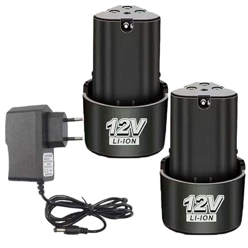 Image of Universal Replacement 12V Cordless Drill Battery and 12.6V Universal Charger Ac Dc Power Adapter (2Pcs Battery, 1Pcs Charger)