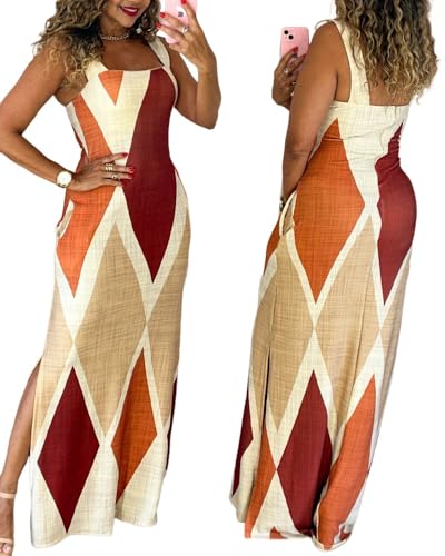 CHICME Women's Summer Maxi Boho Sundress with Pockets