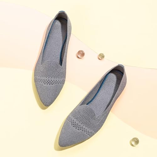Image of Frank Mully Womens Pointed Toe Flats Knit Dress Shoes Comfort Women Shoes Softable