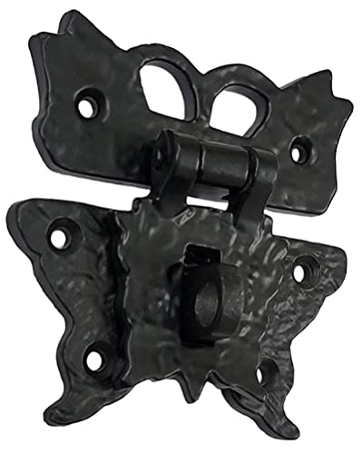 Image of Adonai Hardware 3.1 Inch inchShiza inch Antique Cast Iron Hasp and Staple for Trunks and Jewellery Boxes (Supplied as 4 Pieces per Pack) - Matte Black Powder Coated