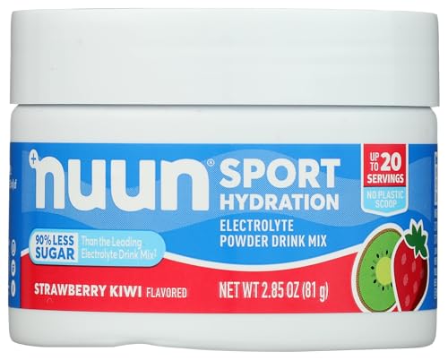 nuun sport electrolyte powder drink mix with magnesium calcium potassium chloride and sodium strawberry kiwi flavor gluten free amp vegan up to 20 servings