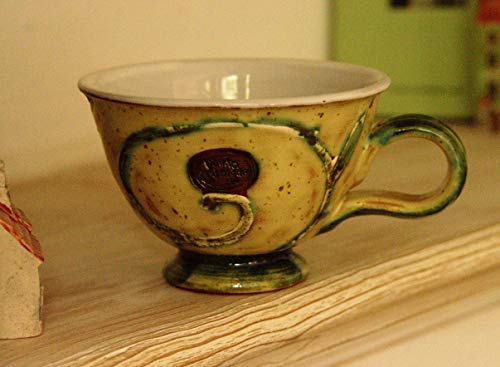 Handmade Beige - Green Pottery Mug, Cream Coffee Mug, Tea Lovers Mug, Teacup, Ceramic Mug, Danko Pottery, Wheel Thrown Mug, Xmas Gift #TOP2