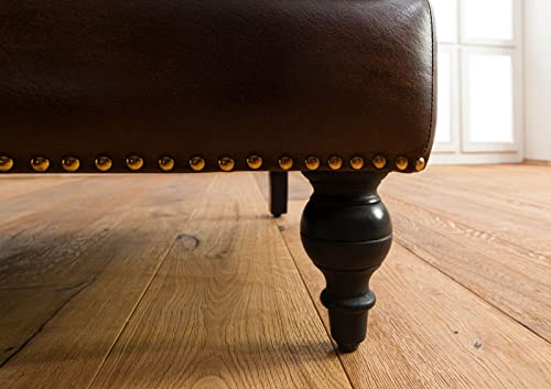 MASSIVMOEBEL24.DE | Chesterfield Sofa 3-Sitzer aus Echtleder #107 | aus echtem Büffel-Leder - Braun | 196x84x94 cm | mit Nieten | Couch Polstercouch 3er Sitzer – Bild 7