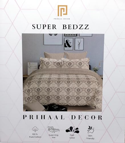 Image of Super Bedzz by Prihaal Decor Cotton Double Size Bedsheet with 2 Pillow Cover Size:108x108 (Coffee 10) bedsheet for Double Bed, Cotton Double bedsheet, Suitable for Bedroom, Gift Set