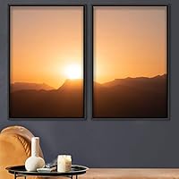 2 Piece Framed Canvas Wall Art Sunset in The Mountains Canvas Prints Home Artwork Decoration for Living Room,Bedroom - 16