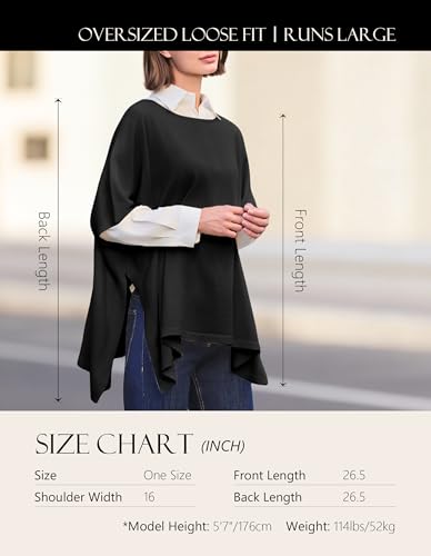 Image of PULI Women's Pullover Poncho Sweater Oversized Knit Layering Top Travel | Sleeveless and Layers Over Any Shirt At Home or Work