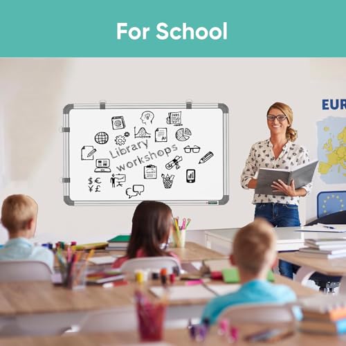 Image of YAJNAS Melamine Non-Magnetic 2X2 Ft Double Sided Whiteboard & Chalkboard Board with 1 Marker & 1 Duster - Set of 3 Items