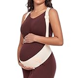 MAMODY Belly Bands For Pregnant Women Maternity Belt Pregnancy Belly Support Band Adjustable Pregnancy Belt with Back Brace Straps (Beige, Large)
