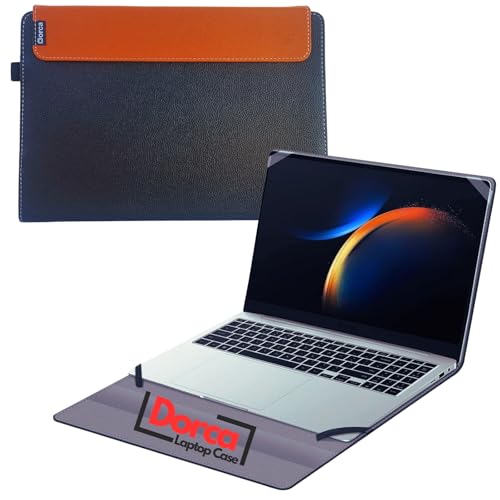 Image of Dorca Laptop Case for New Dell 15 dc15250 15.6 inch, Premium PU Leather Sleeve, Corner Protection