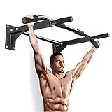 DnKelar Klimmzugstange zur Wandmontage, bis 150 kg, 4X rutschfeste Griffe, stabil Türreck Reckstange Pull up bar, Fitness-Klimmzugstange