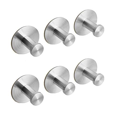 Windwelle Juego de 6 ganchos adhesivos redondos de acero inoxidable Cover