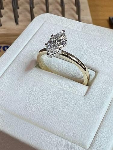 2 Ct Marquise Cut Moissanite Engagement Ring 14K Yellow Gold Vintage Solitaire Wedding Ring Antique Anniversary Promise Jewelry Friendship Day Gift for Her4