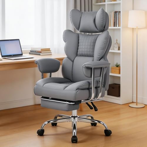 Image of DUMOS Big and Tall Home Office Desk Chair, Executive Chair with Footrest