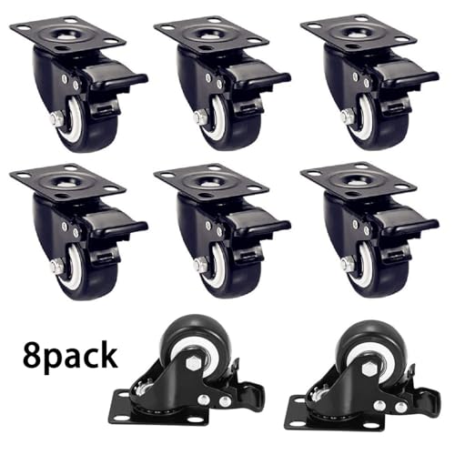 CHUANGSEED 2" Roues Roues de Roue 8, Bruit lourd, non-brouillard, verrouillage, polyuréthane (PU), Roulettes en plaques pivotantes avec double freins