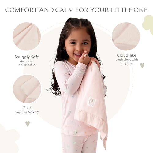 Image of Ultra-Soft Lovey Security Blanket Plush, Satin Trim 16x16 Pink