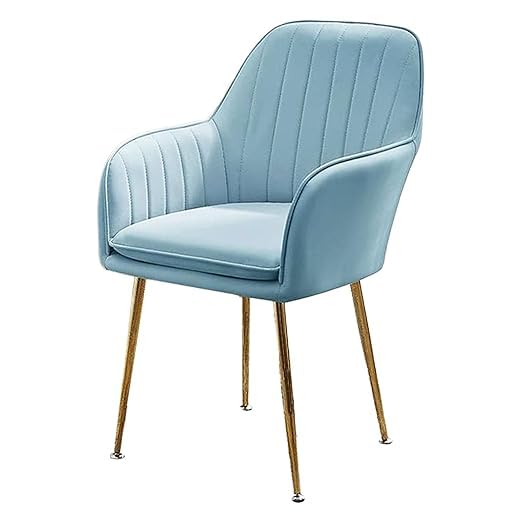 Image of Velvet Dining Chairs, Soft Cushion Seat Chair for Living Room Bedroom Restaurant Fabric DiningChair | Accent Chair for Living Room Bedroom Study Cafe Restaurant Pack 1 (Sky Blue)